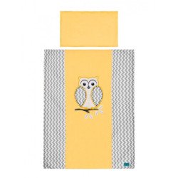 Rinkinys "OWL", 2 dalių patalynė kūdikiui, geltonos spalvos spalvos