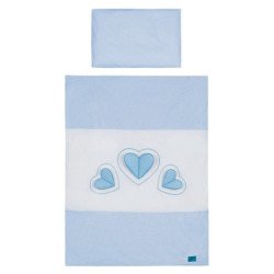 Rinkinys "3 HEARTS", 3 dalių patalynė kūdikiui, melsva