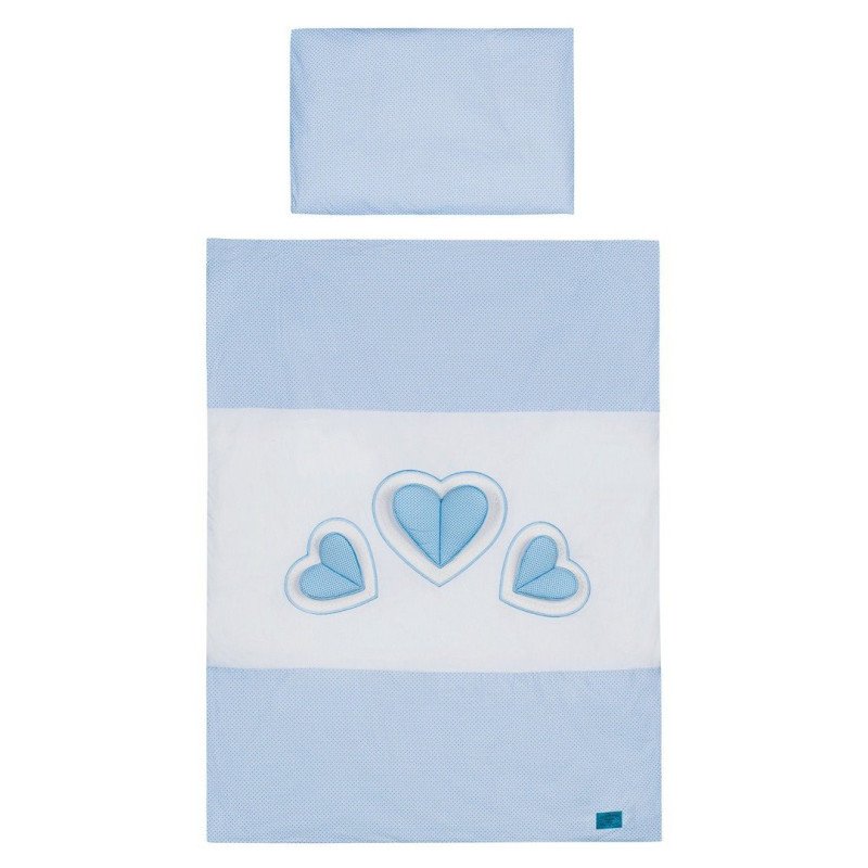 Rinkinys "3 HEARTS", 3 dalių patalynė kūdikiui, melsva
