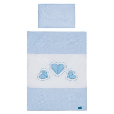 Rinkinys "3 HEARTS", 3 dalių patalynė kūdikiui, melsva