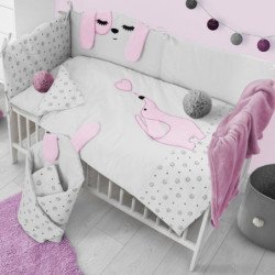 Rinkinys "PUPPY", 3 dalių patalynė kūdikiui, rausvas