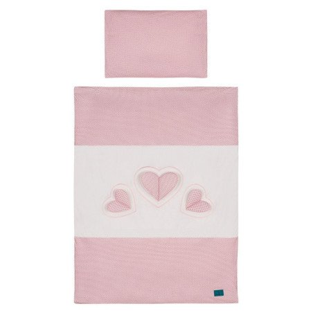 Rinkinys "3 HEARTS", 3 dalių patalynė kūdikiui, rausvas